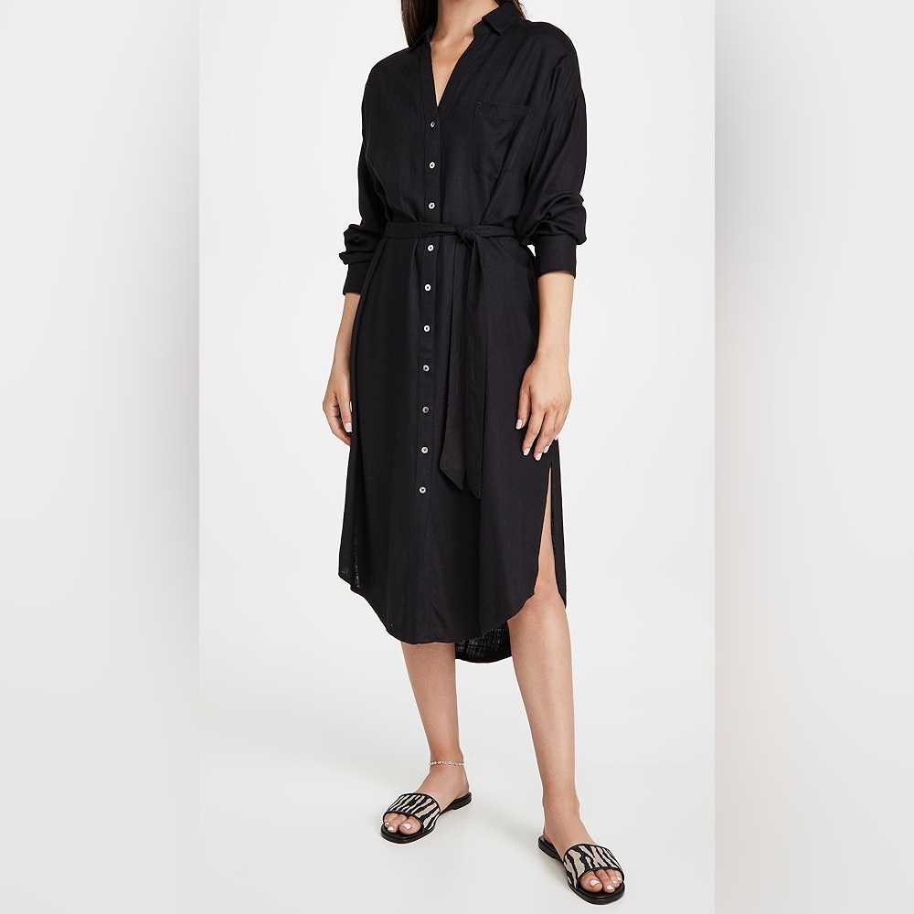 NEW L*SPACE Black Long Sleeve Barcelona Shirt Dress XS/S